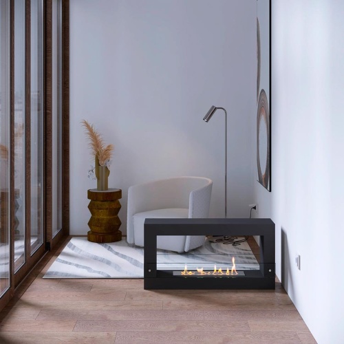 Биокамин SteelHeat WALL FRAME ONE 900 черный, стекло, стемалит SteelHeat